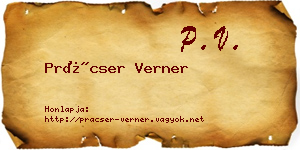 Prácser Verner névjegykártya